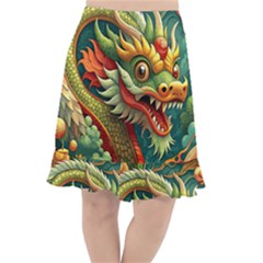 Chinese New Year – Year Of The Dragon Fishtail Chiffon Skirt by Valentinaart