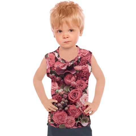 Pink Roses Flowers Love Nature Kids  Sport Tank Top by Grandong