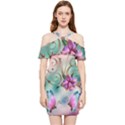 Love Amour Butterfly Colors Flowers Text Shoulder Frill Bodycon Summer Dress View1