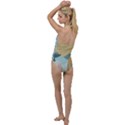 Beach Sea Surfboards Water Sand Drawing  Boho Bohemian Nature Go with the Flow One Piece Swimsuit View2