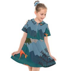 Roe Deer Animal Boho Bohemian Nature Kids  Short Sleeve Shirt Dress by Grandong
