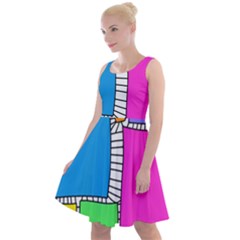 Shapes Texture Colorful Cartoon Knee Length Skater Dress by Cemarart