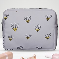 Pattern Leaves Daisies Print Make Up Pouch (large) by Cemarart