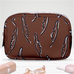 Feather Leaf Pattern Print Make Up Pouch (small) by Cemarart