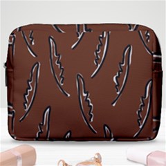 Feather Leaf Pattern Print Make Up Pouch (large) by Cemarart