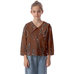 Feather Leaf Pattern Print Kids  Sailor Shirt by Cemarart