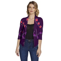 Pattern Petals Dots Print Seamless Women s Draped Front 3/4 Sleeve Shawl Collar Jacket by Cemarart