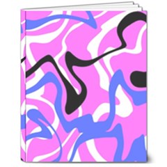Swirl Pink White Blue Black 8  X 10  Hardcover Notebook by Cemarart
