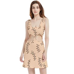 Leaves Plants Dots Pattern Velour Cutout Dress by Cemarart