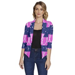 Texture Grunge Speckles Dot Women s Draped Front 3/4 Sleeve Shawl Collar Jacket by Cemarart