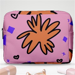 Doodle Flower Sparkles Orange Pink Make Up Pouch (large) by Cemarart