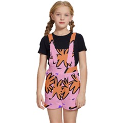 Doodle Flower Sparkles Orange Pink Kids  Short Overalls by Cemarart