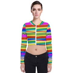 Print Ink Colorful Background Long Sleeve Zip Up Bomber Jacket by Cemarart