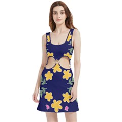 Doodle Flower Leaves Plant Design Velour Cutout Dress by Cemarart