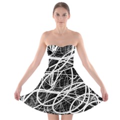 Flower Print Doodle Pattern Floral Strapless Bra Top Dress by Cemarart