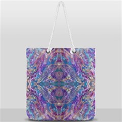 Cobalt Arabesque Full Print Rope Handle Tote (large) by kaleidomarblingart