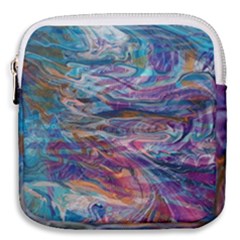 Abstarct Cobalt Waves Mini Square Pouch by kaleidomarblingart