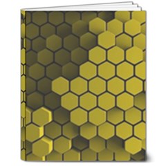 Yellow Hexagons 3d Art Honeycomb Hexagon Pattern 8  X 10  Hardcover Notebook by Cemarart