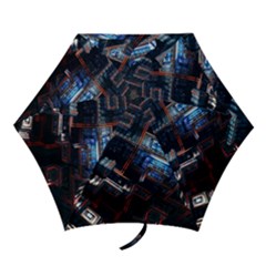 Fractal Cube 3d Art Nightmare Abstract Mini Folding Umbrellas by Cemarart