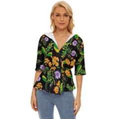 Flowers Pattern Art Floral Texture Lightweight Drawstring Hooded Top by Cemarart