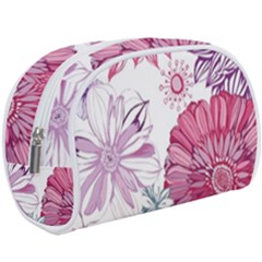 Violet Floral Pattern Make Up Case (large) by Cemarart