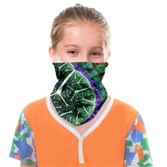 Digital Art Fractal Abstract Artwork 3d Floral Pattern Waves Vortex Sphere Nightmare Face Covering Bandana (kids) by Cemarart