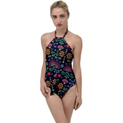 Mexican Folk Art Seamless Pattern Go With The Flow One Piece Swimsuit by Bedest