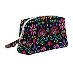 Mexican Folk Art Seamless Pattern Wristlet Pouch Bag (medium) by Bedest