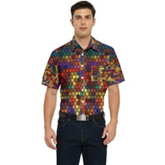 Hexagon Honeycomb Pattern Men s Short Sleeve Pocket Shirt  by Grandong