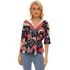 Mushrooms Psychedelic Lightweight Drawstring Hooded Top by Grandong