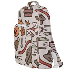 Halloween Doodle Autumn Pumpkin Double Compartment Backpack by Bedest