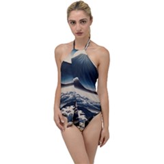 Hokusai Moutains Japan Go With The Flow One Piece Swimsuit by Bedest