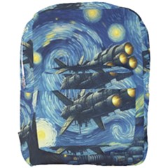 Spaceship Starry Night Van Gogh Painting Full Print Backpack by Maspions