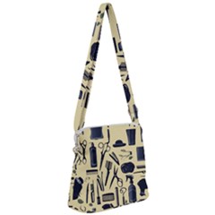 Elegant Hairdresser Pattern Cream Zipper Messenger Bag by TetiBright