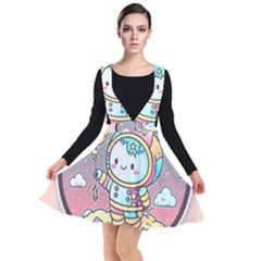 Boy Astronaut Cotton Candy Childhood Fantasy Tale Literature Planet Universe Kawaii Nature Cute Clou Plunge Pinafore Dress by Maspions