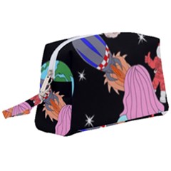 Girl Bed Space Planets Spaceship Rocket Astronaut Galaxy Universe Cosmos Woman Dream Imagination Bed Wristlet Pouch Bag (large) by Maspions