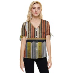 Book Nook Books Bookshelves Comfortable Cozy Literature Library Study Reading Reader Reading Nook Ro Bow Sleeve Button Up Top by Maspions