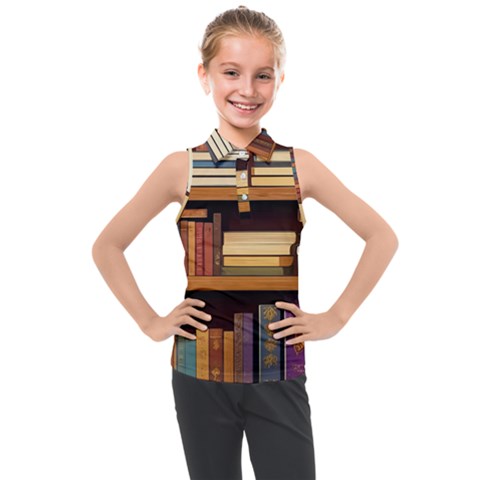 Book Nook Books Bookshelves Comfortable Cozy Literature Library Study Reading Room Fiction Entertain Kids  Sleeveless Polo T-shirt by Maspions