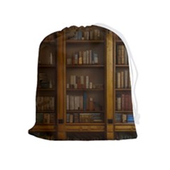 Books Book Shelf Shelves Knowledge Book Cover Gothic Old Ornate Library Drawstring Pouch (xl) by Maspions