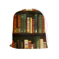 Books Bookshelves Library Fantasy Apothecary Book Nook Literature Study Drawstring Pouch (xl) by Grandong