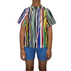 Abstract Trees Colorful Artwork Woods Forest Nature Artistic Kids  Short Sleeve Swimwear by Grandong