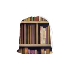Books Bookshelves Office Fantasy Background Artwork Book Cover Apothecary Book Nook Literature Libra Drawstring Pouch (medium) by Grandong