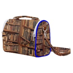 Room Interior Library Books Bookshelves Reading Literature Study Fiction Old Manor Book Nook Reading Satchel Shoulder Bag by Grandong