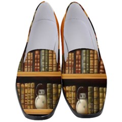 Room Interior Library Books Bookshelves Reading Literature Study Fiction Old Manor Book Nook Reading Women s Classic Loafer Heels by Grandong