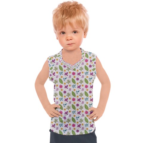 Pattern Flowers Leaves Green Purple Pink Kids  Sport Tank Top by Maspions