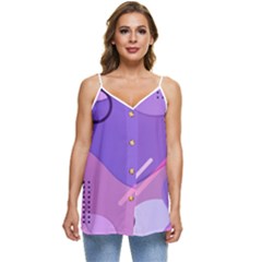 Colorful Labstract Wallpaper Theme Casual Spaghetti Strap Chiffon Top by Apen
