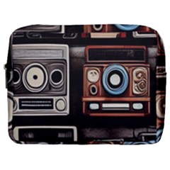Retro Cameras Old Vintage Antique Technology Wallpaper Retrospective Make Up Pouch (large) by Grandong