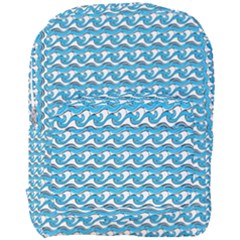 Blue Wave Sea Ocean Pattern Background Beach Nature Water Full Print Backpack by Maspions