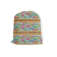 Flower Pattern Art Vintage Blooming Blossom Botanical Nature Famous Drawstring Pouch (large) by Maspions