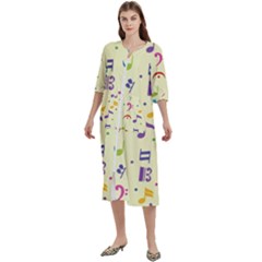 Seamless Pattern Musical Note Doodle Symbol Women s Cotton 3/4 Sleeve Nightgown by Apen